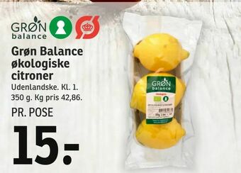 SPAR Grøn Balance økologiske citroner tilbud