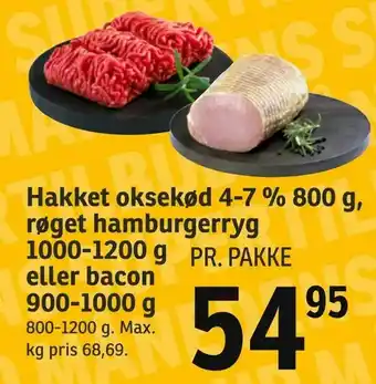SPAR Hakket oksekød 4-7 % 800 g, røget hamburgerryg 1000-1200 g eller 900-1000 g tilbud