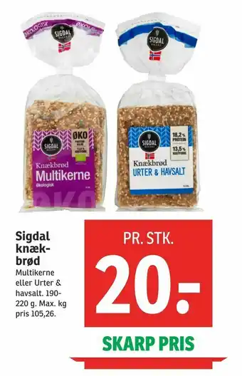 SPAR Sigdal knæk brød tilbud