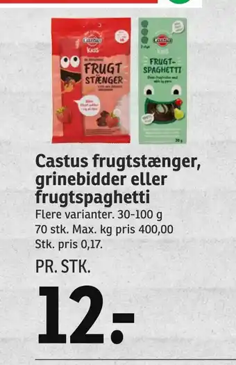 Castus frugtstænger, grinebidder eller frugtspaghetti