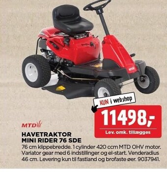 jem & fix Havetraktor mini rider 76 sde tilbud