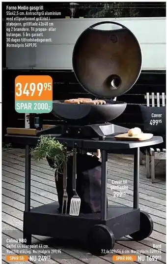 Imerco Forno medio gasgrill, culina bbq, bord el. cover tilbud