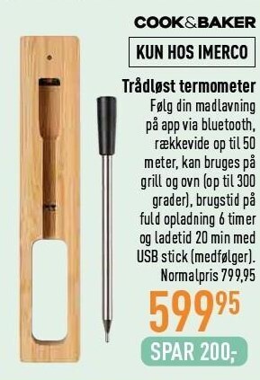 Cook&baker trådløst termometer
