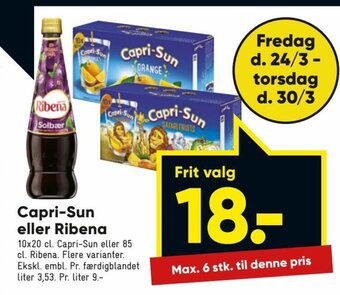 Bilka Capri-Sun eller Ribena tilbud