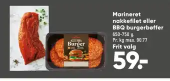 Bilka Marineret Nakkefilet eller BBQ Burgerbøffer tilbud
