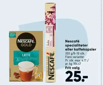 Bilka Nescafé Specialiteter eller Kaffekapsler tilbud