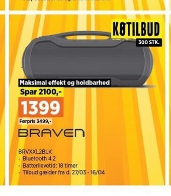 Power Braven brvxxl2blk tilbud