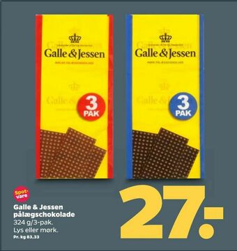 Netto Galle & Jessen pålægschokolade tilbud