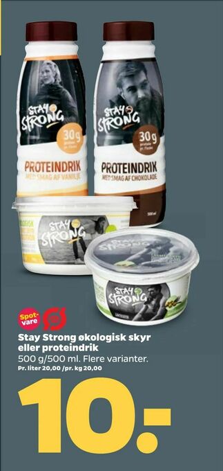 Netto Stay Strong økologisk skyr eller proteindrik tilbud