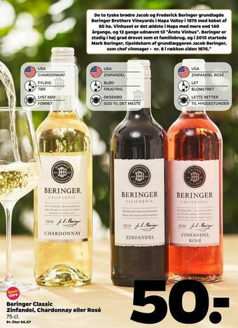 Netto Beringer Classic Zinfandel, Chardonnay eller Rosé tilbud