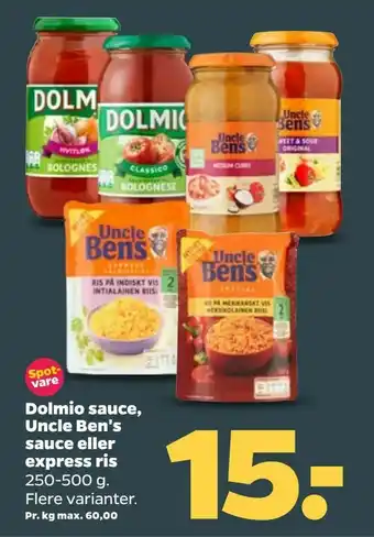 Netto Dolmio sauce, Uncle Ben's sauce eller express ris tilbud