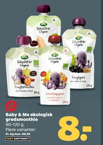 Netto Baby & Me økologisk grødsmoothie tilbud
