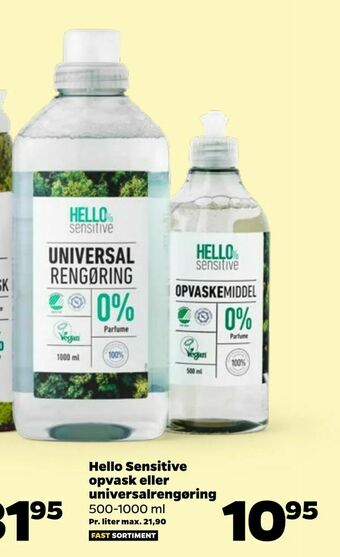 Netto Hello Sensitive opvask eller universalrengøring tilbud