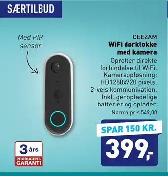 Ceezam Wifi Dørklokke Med Kamera