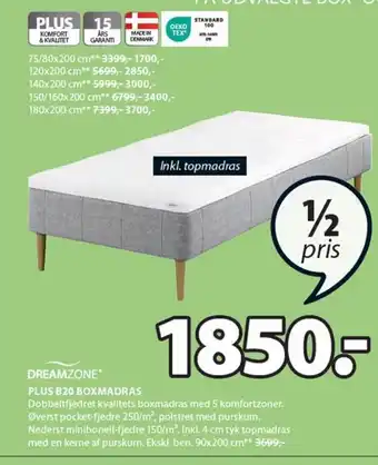 JYSK Dreamzone Plus B20 Boxmadras tilbud