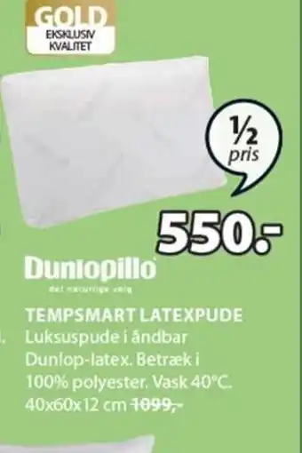 JYSK Dunlopillo Tempsmart Latexpude tilbud