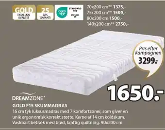 JYSK Dreamzone Gold F15 Skummadrass tilbud