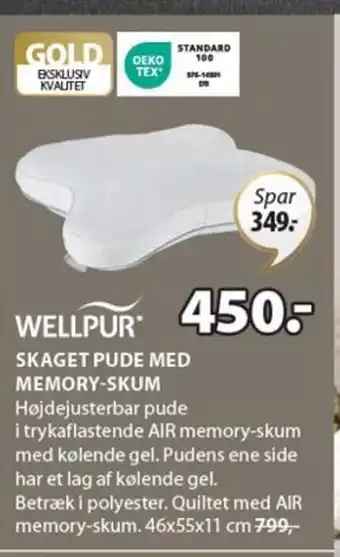 JYSK Wellpur Skaget Pude Med Memory-Skum tilbud