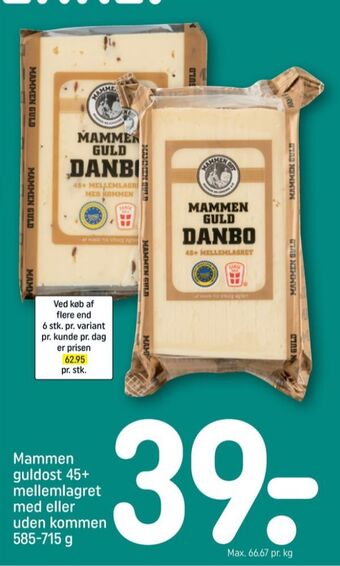 REMA 1000 Mammen skæreost danbo guld tilbud