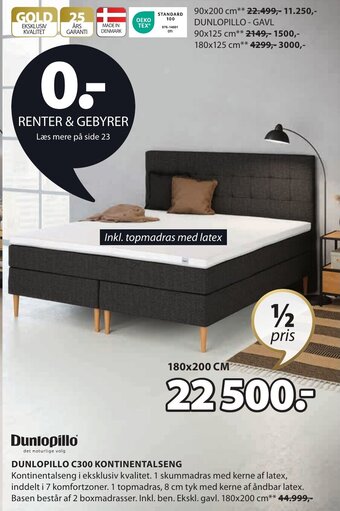 JYSK Dunlopillo C300 Kontinentalseng tilbud