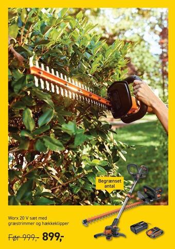 Johannes Fog Worx 20 v sæt med græstrimmer og hækkeklipper tilbud
