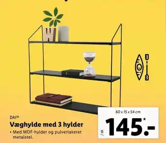 Væghylde med 3 hylder