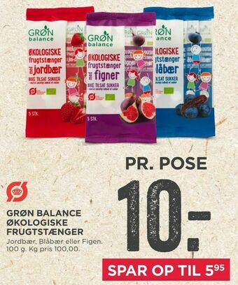 MENY Grøn balance økologiske frugtstænger tilbud