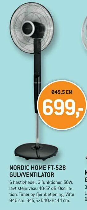 XL-BYG Nordic home ft-528 gulvventilator tilbud