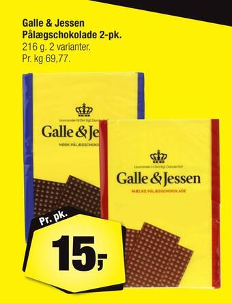 Calle Galle & jessen pålægschokolade 2-pk tilbud