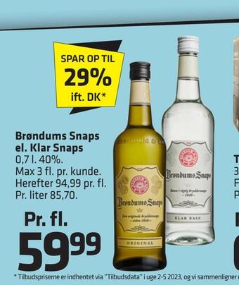 Fleggaard Brøndums snaps el. klar snaps tilbud