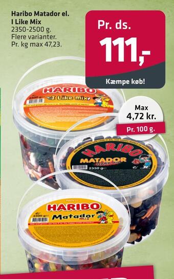 Fleggaard Haribo matador el. i like mix tilbud