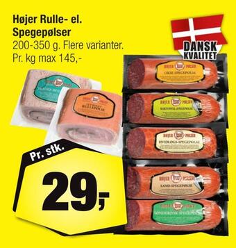 Calle Højer rulle- el. spegepølser tilbud