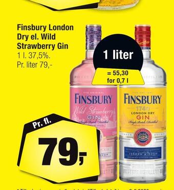 Calle Finsbury london dry el. wild strawberry gin tilbud