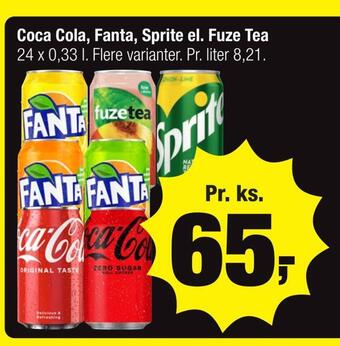 Calle Coca cola, fanta, sprite el. fuze tea tilbud