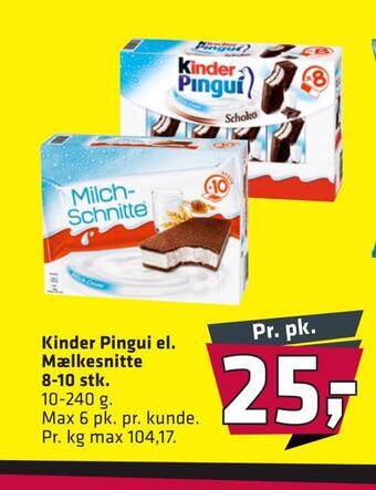 Fleggaard Kinder pingui el. mælkesnitte tilbud