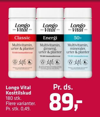 Fleggaard Longo vital kosttilskud tilbud