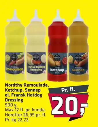 Fleggaard Nordthy remoulade, ketchup, sennep el. fransk hotdog dressing tilbud