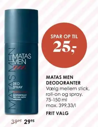 Matas Matas Men Deodoranter 75-150ml tilbud
