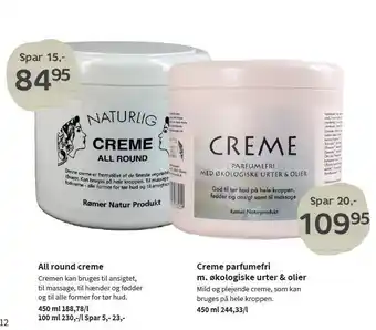 Din Lokale Helsekost All round creme el. creme parfumefri m. økologiske urter & olier tilbud