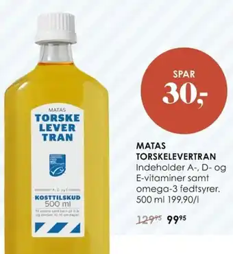 Matas Matas Torskelevertran 500ml tilbud