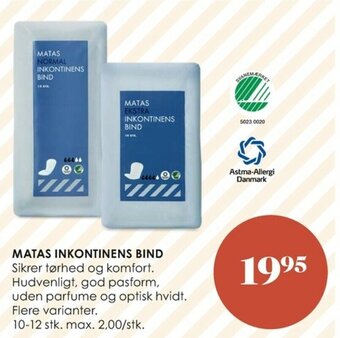 Matas Matas Inkontinens Bind tilbud