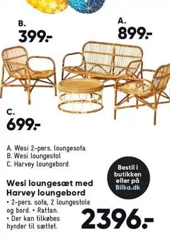 Bilka Wesi loungesæt m. harvey loungebord tilbud