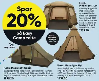 Bilka Spar 20 % på easy camp telte tilbud