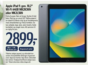 Føtex Apple ipad 9.gen 10,2'' wi-fi 64gb tilbud