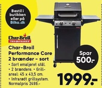 Bilka Char-broil perfomance core 2 brænder- sort tilbud