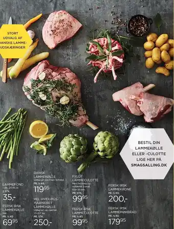 Salling Lammefond, dansk lammekølle, fyldt lammeculotte, fersk irsk lammekrone, fersk irsk lammemørbrad, fersk irsk lammeculotte, hel tilbud