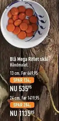 Royal copenhagen blå mega riflet skål