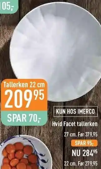 Royal copenhagen hvid facet tallerken
