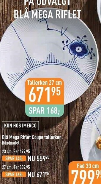 Royal copenhagen blå mega riflet coupe tallerken