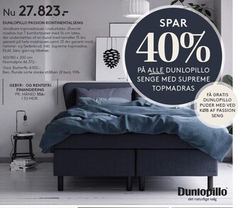 SengeSpecialisten Dunlopillo passion kontinentalseng tilbud